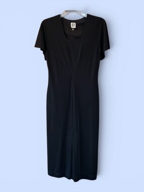 LBD Anne Klein Sheath Front‎ Inverted Pleat Flutter Sleeves Sz 6